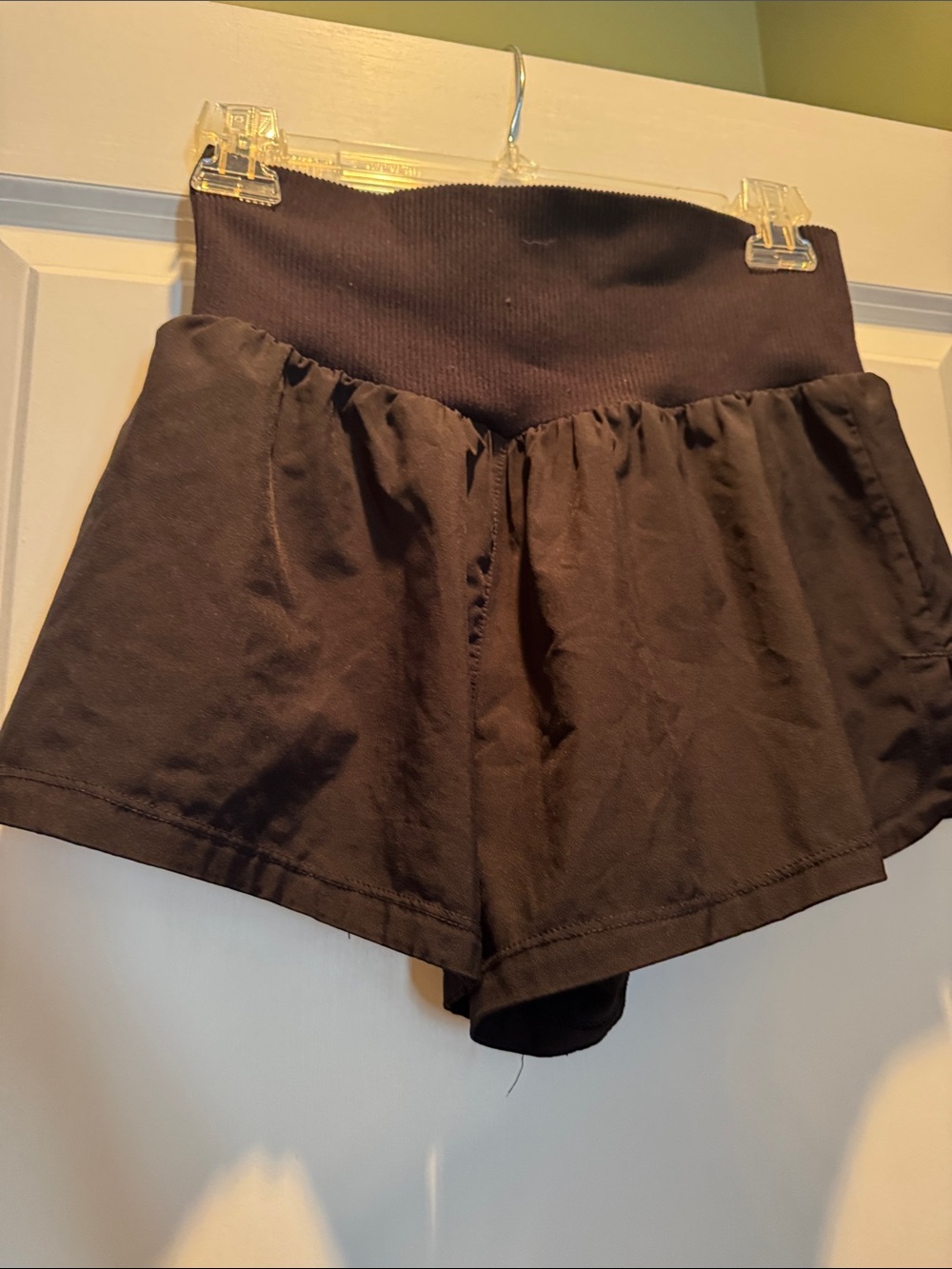 High-Waist Black Athletic Flared Shorts - Picture 3 of 3
